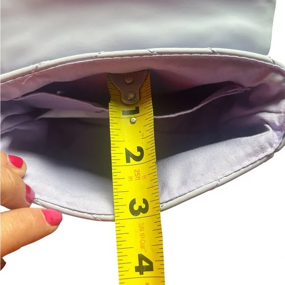 Claire's Pastel Purple Crossbody Bag with Chain Strap and Quilted Design - Picture 12 of 14
